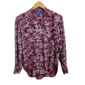 Ralph Lauren vtg red flying duck hunting wildlife button up rayon shirt sz 4